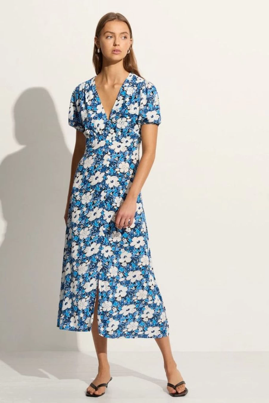 Faithfull The Brand Bellavista Midi Dress in Floral Blue - Vita Bella Exclusive Design