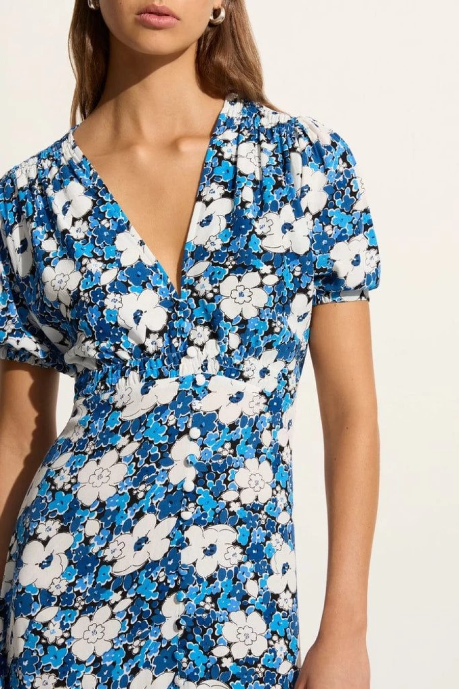 Faithfull The Brand Bellavista Midi Dress in Floral Blue - Vita Bella Exclusive Design