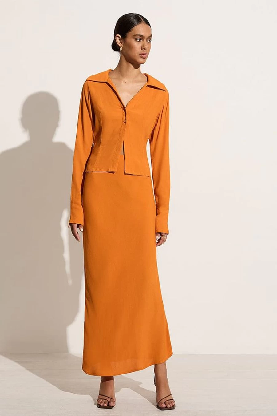 Faithfull The Brand Sinem Skirt in Orange - Women's Floral Printed Midi Skirt