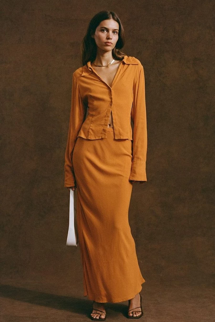 Faithfull The Brand Sinem Skirt in Orange - Women's Floral Printed Midi Skirt