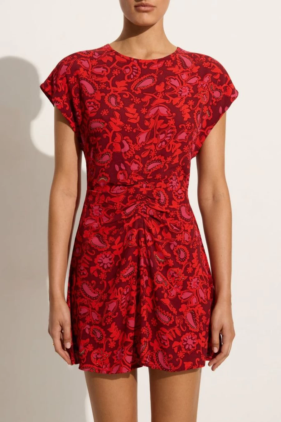 Faithfull The Brand Celestina Mini Dress - Paisley Print Red Floral Summer Dress