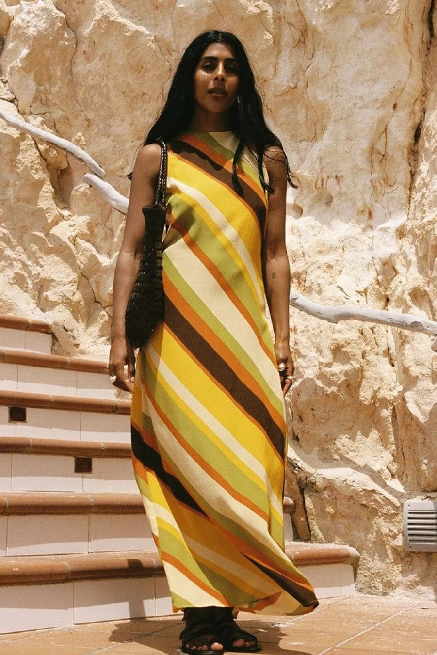 Faithfull The Brand Esposende Midi Dress - Cisco Stripe Sun Floral Summer Beach Maxi Dress