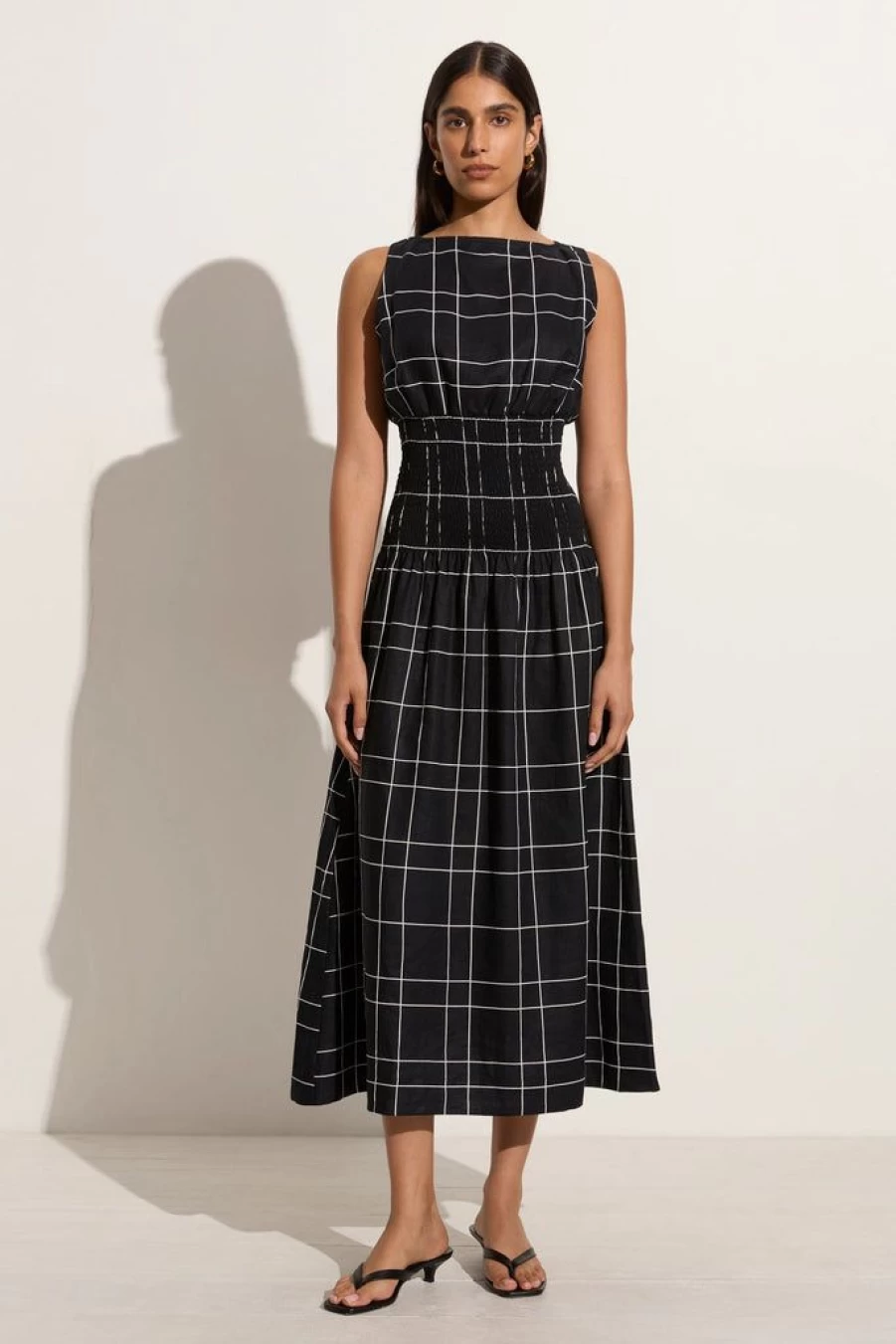 Faithfull The Brand Letizia Check Black Midi Dress - La Canella Style