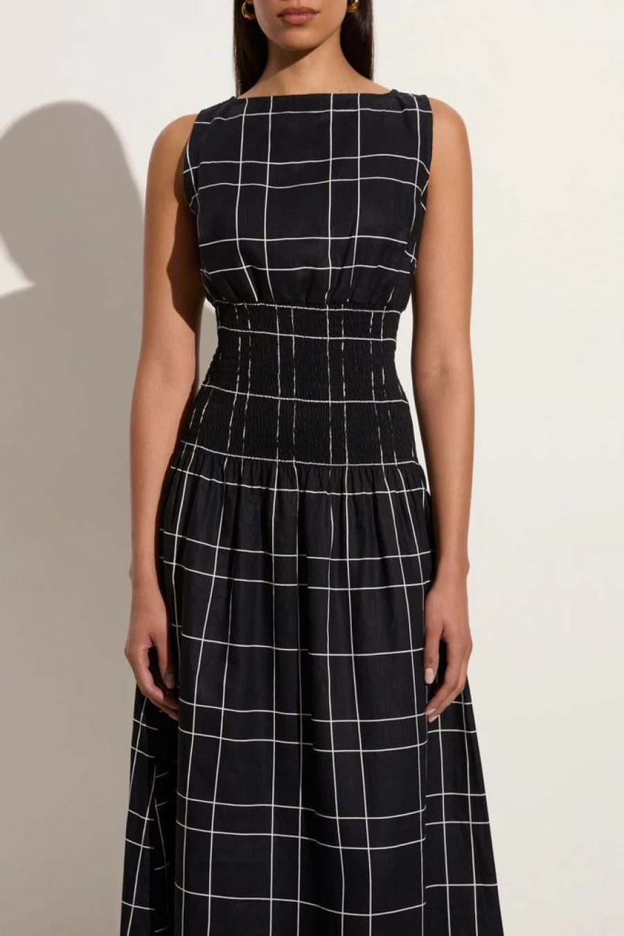 Faithfull The Brand Letizia Check Black Midi Dress - La Canella Style