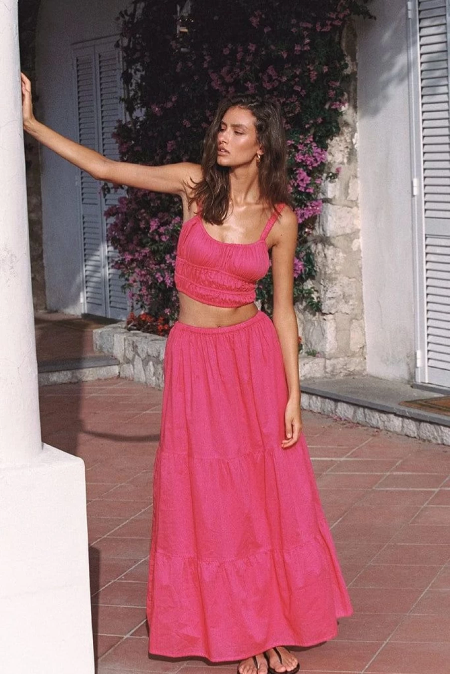 Faithfull The Brand Ellaine Maxi Skirt in Fuchsia - Women's Boho Chic Long Skirt Final Sale