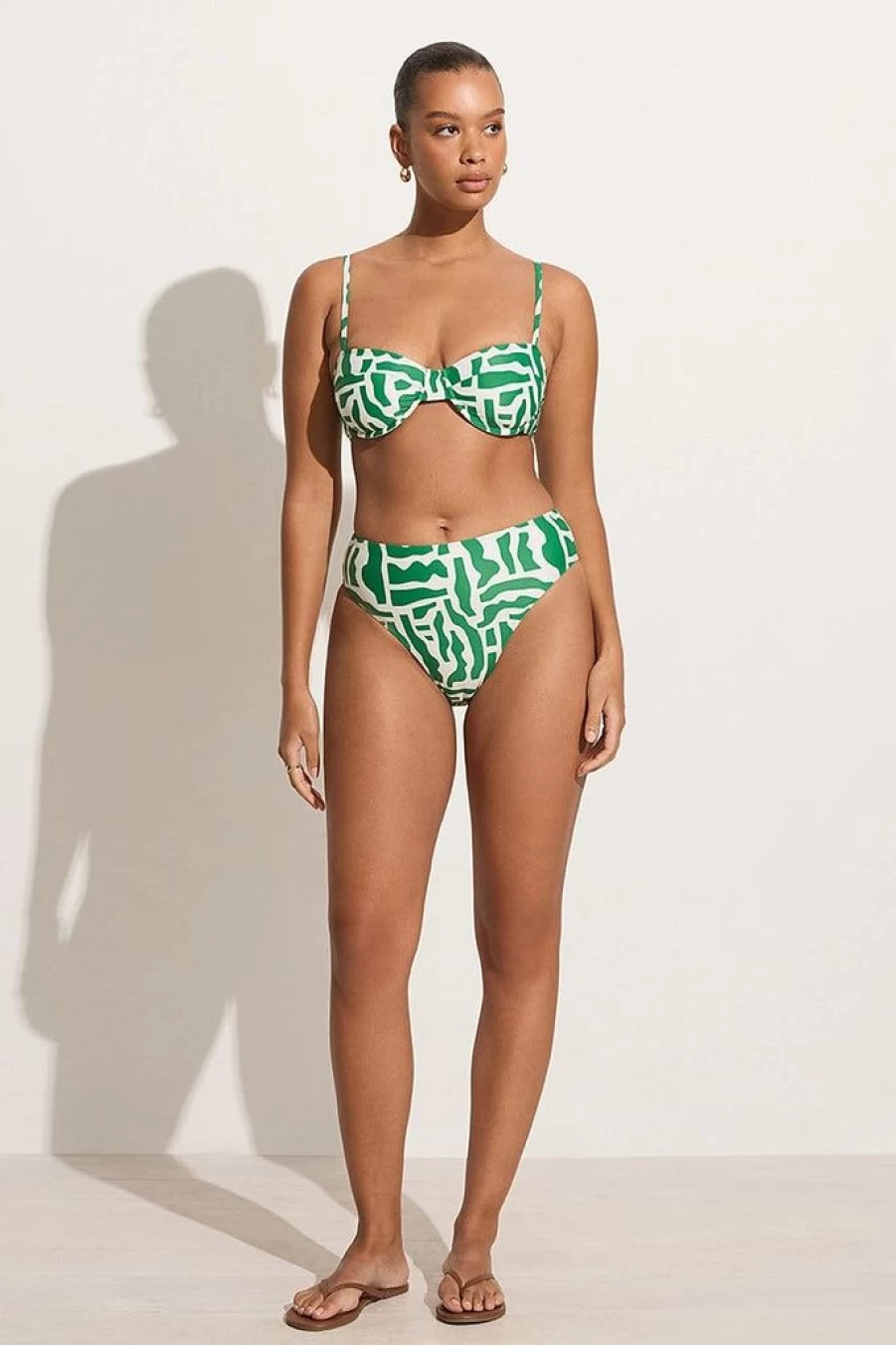 Faithfull The Brand Chania Green Tulli Print Bikini Bottoms - Final Sale