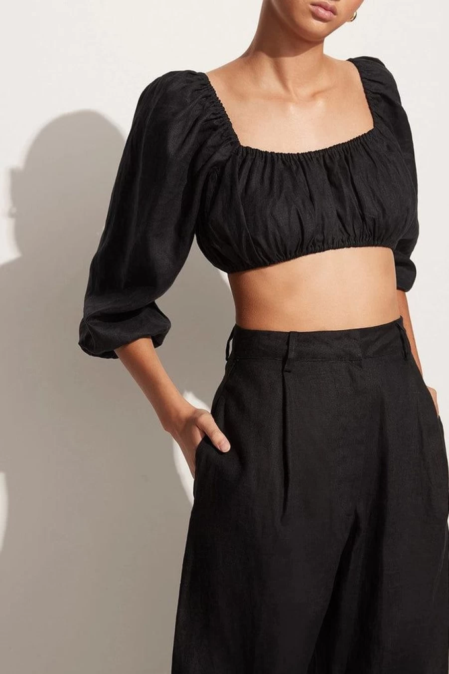 Faithfull The Brand Rupi Black Top - Women's Final Sale Boutique Blouse