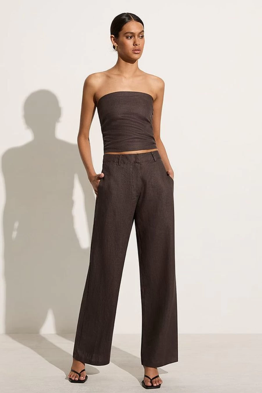 Faithfull The Brand Rossio Charcoal High-Waisted Pant for Women - Elegant Casual Trousers