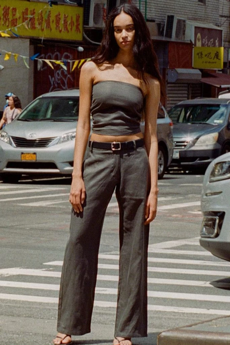 Faithfull The Brand Rossio Charcoal High-Waisted Pant for Women - Elegant Casual Trousers
