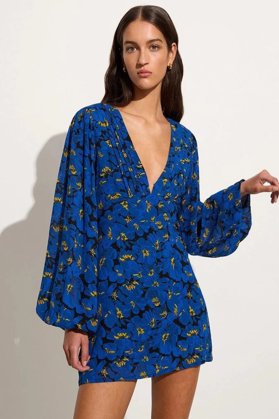 Faithfull The Brand Blythe Floral Mini Dress in Blue - El Limon Print