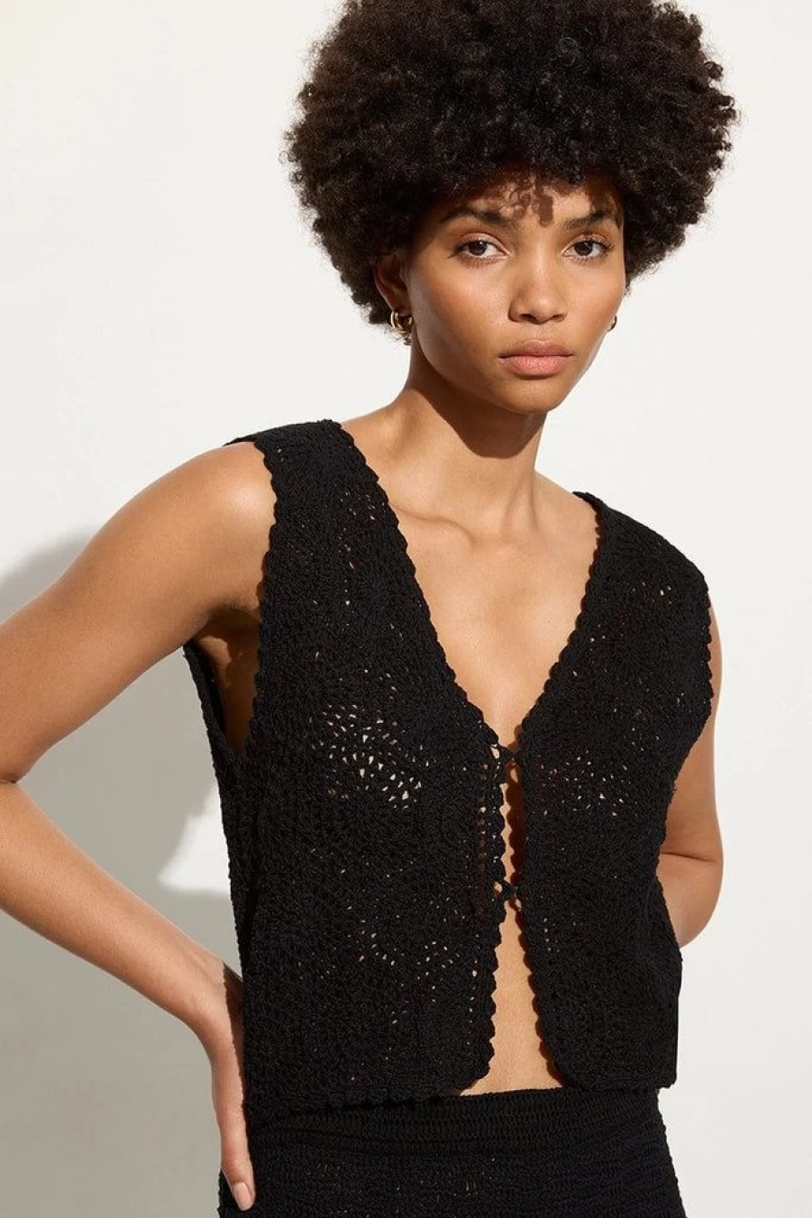 Faithfull The Brand Black Handmade Crochet Vest - Alejandreas Boho Chic Women's Top