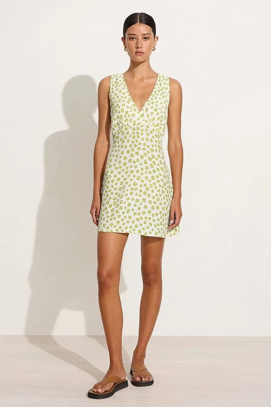 Faithfull The Brand Penne Mini Dress in Gita Floral Green - Final Sale