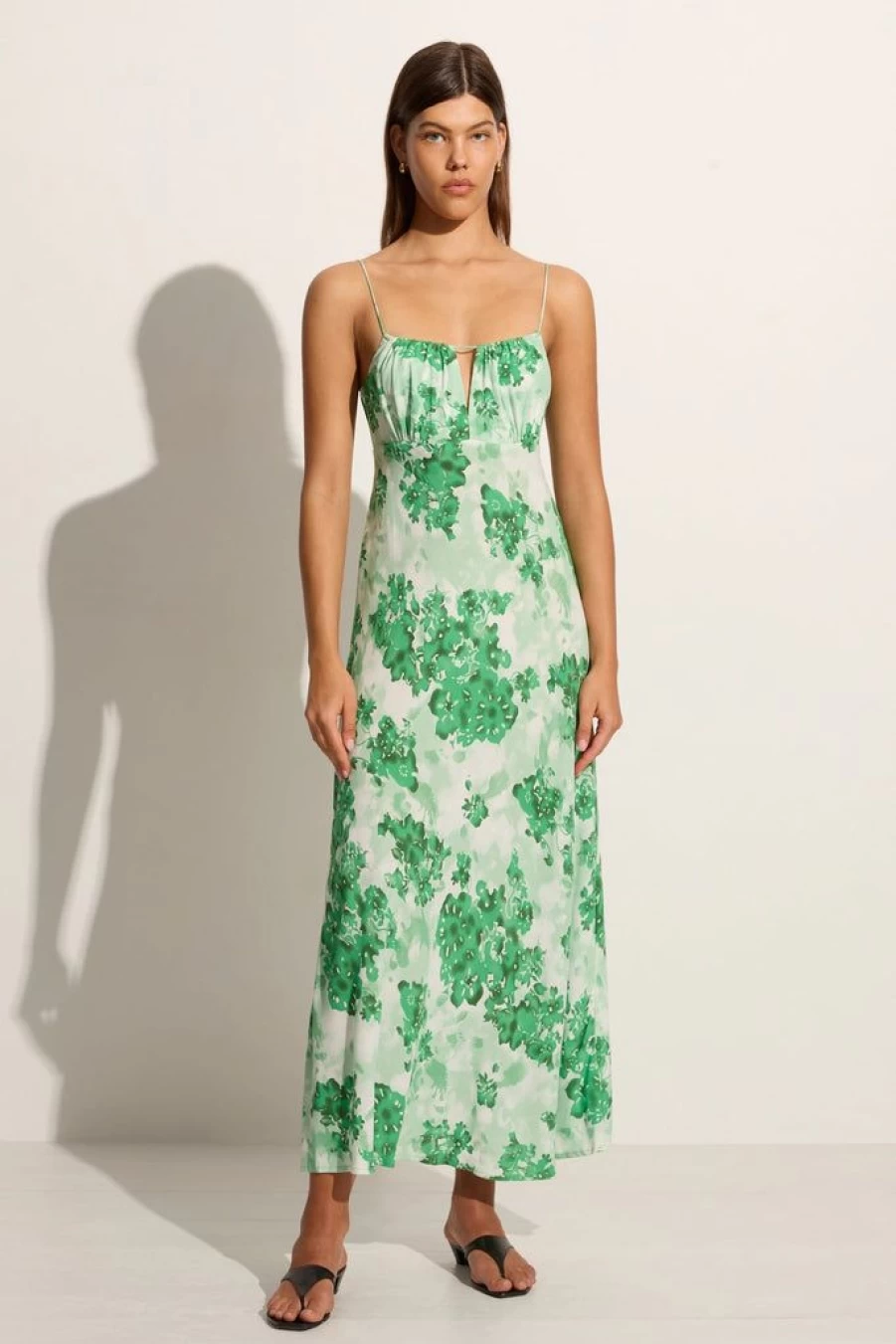Faithfull The Brand San Paolo Midi Dress - Rosella Floral Green Printed Summer Dress