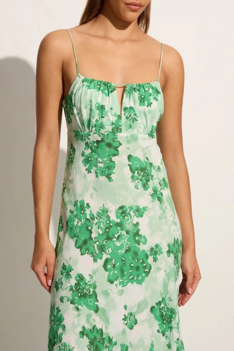 Faithfull The Brand San Paolo Midi Dress - Rosella Floral Green Printed Summer Dress