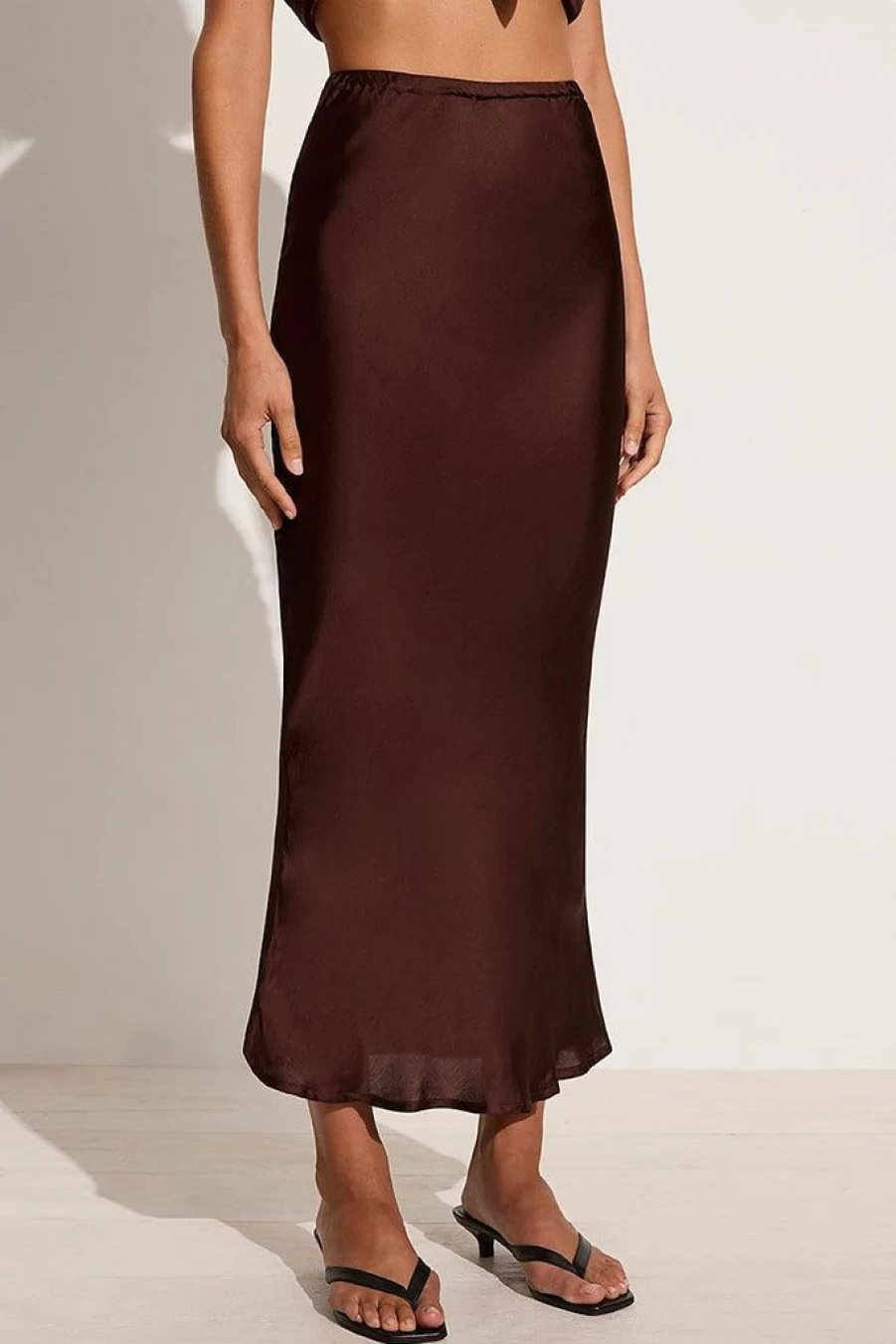 Faithfull The Brand Ancora Skirt in Dark Truffle - Women's Boho Chic Wrap Midi Skirt