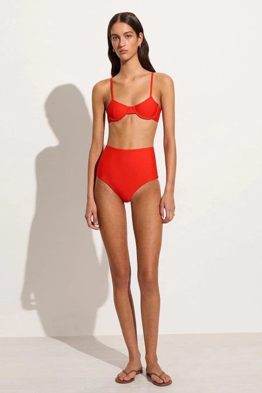 Faithfull The Brand Reyes Salsa Bikini Bottoms - Women's Swimwear High Waisted Beach Bottom