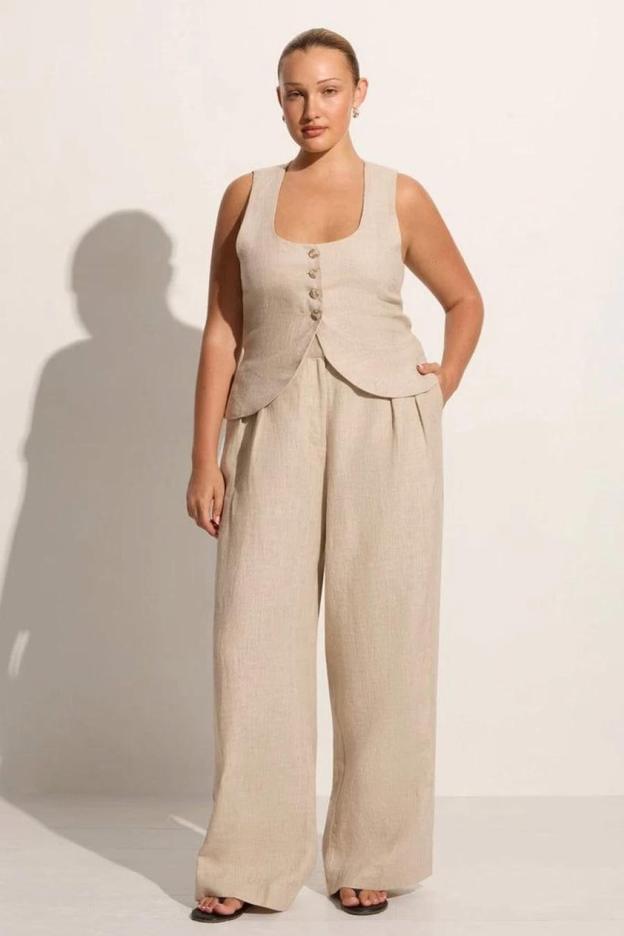 Faithfull The Brand Duomo Pant Natural Women's High-Waisted Linen Blend Trousers