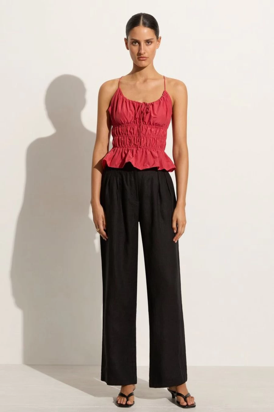 Faithfull The Brand Casale Top in Crimson - Women's Boho Chic Blouse