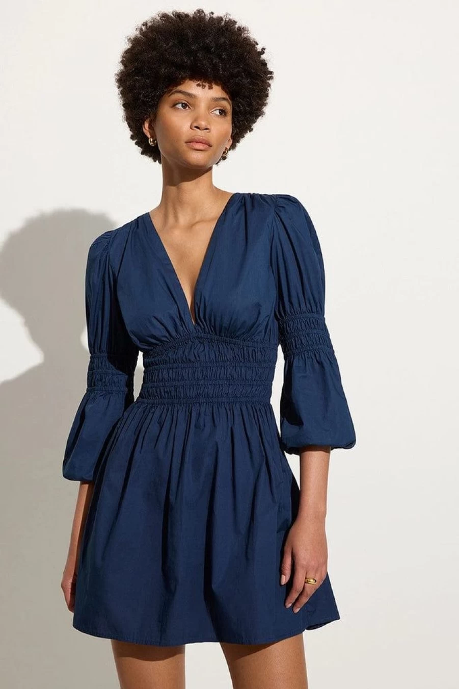 Faithfull The Brand Noria Mini Dress in Midnight Blue - Women's Boho Chic Summer Dress