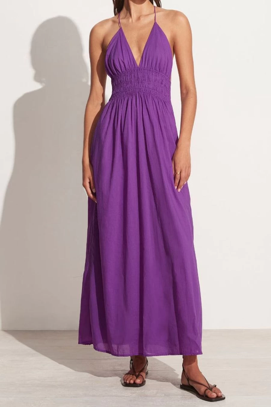 Faithfull The Brand Bisetta Maxi Dress in Violet - Women's Boho Floral Summer Dress