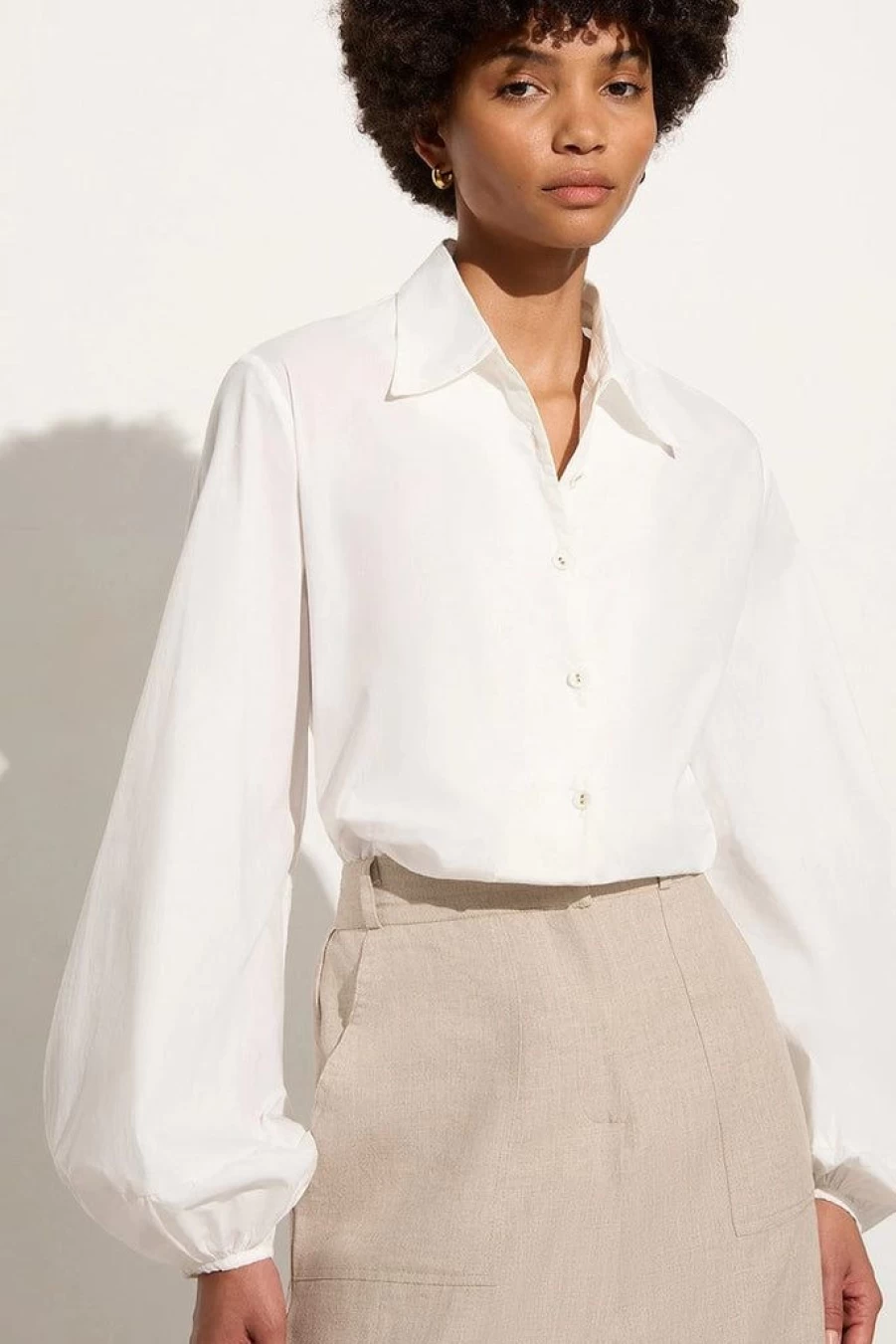 Faithfull The Brand Women's Managua White Shirt - Casual Short Sleeve Top