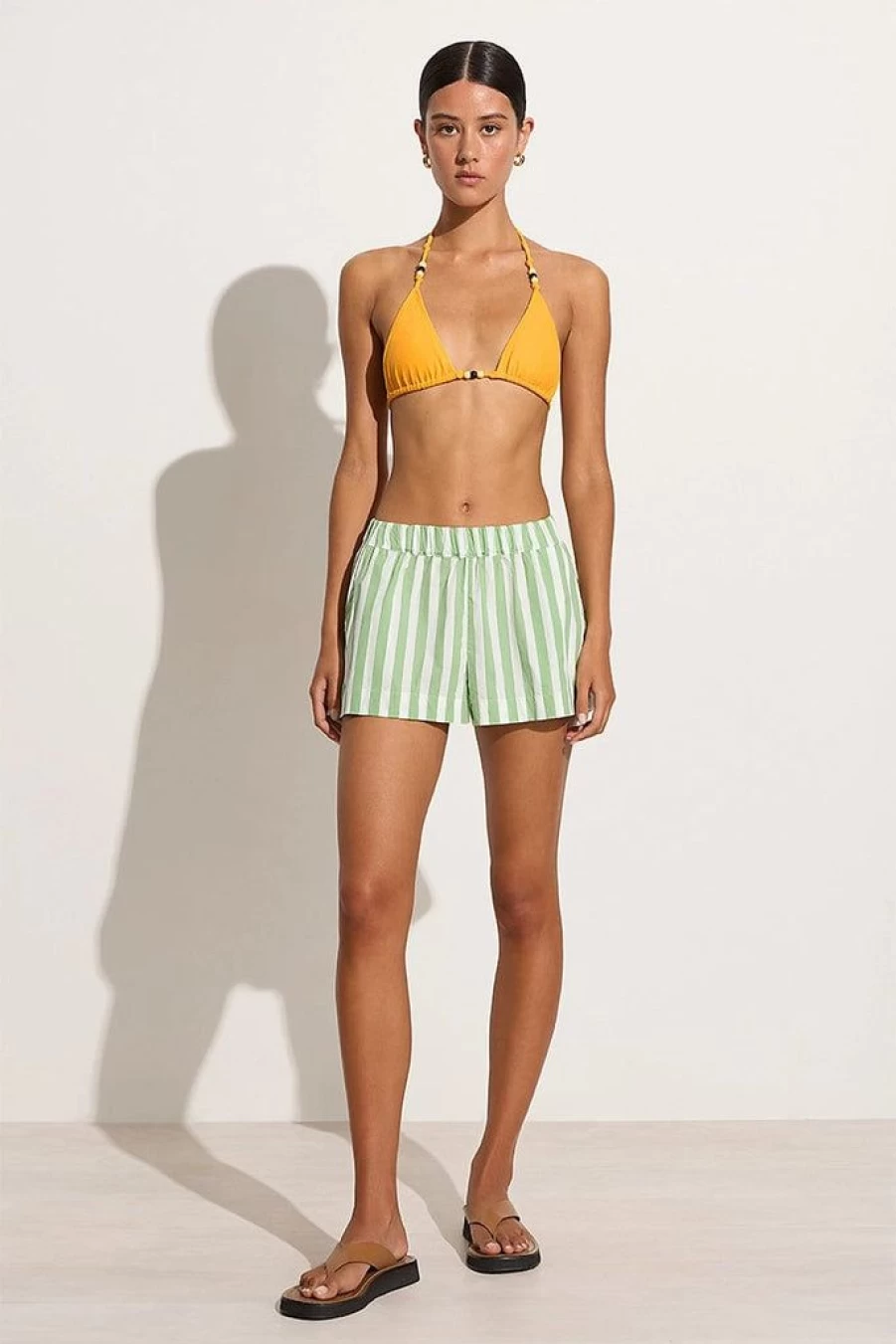 Faithfull The Brand Lorenso Short Bayou Stripe Sage Green Final Sale Women's Clothing