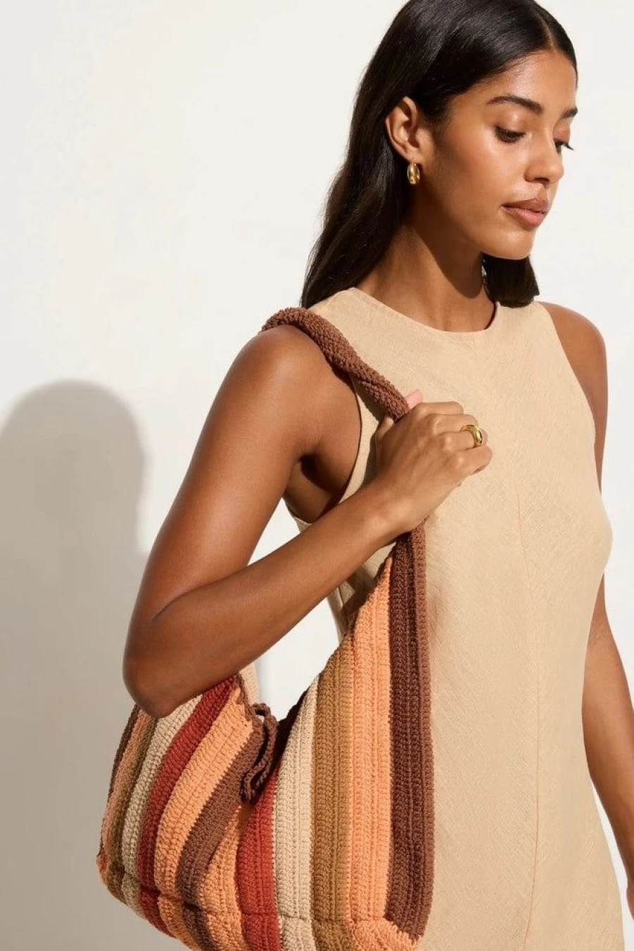 Faithfull The Brand Crochet Baguette Bag - Handwoven Melon Design - Exclusive Final Sale
