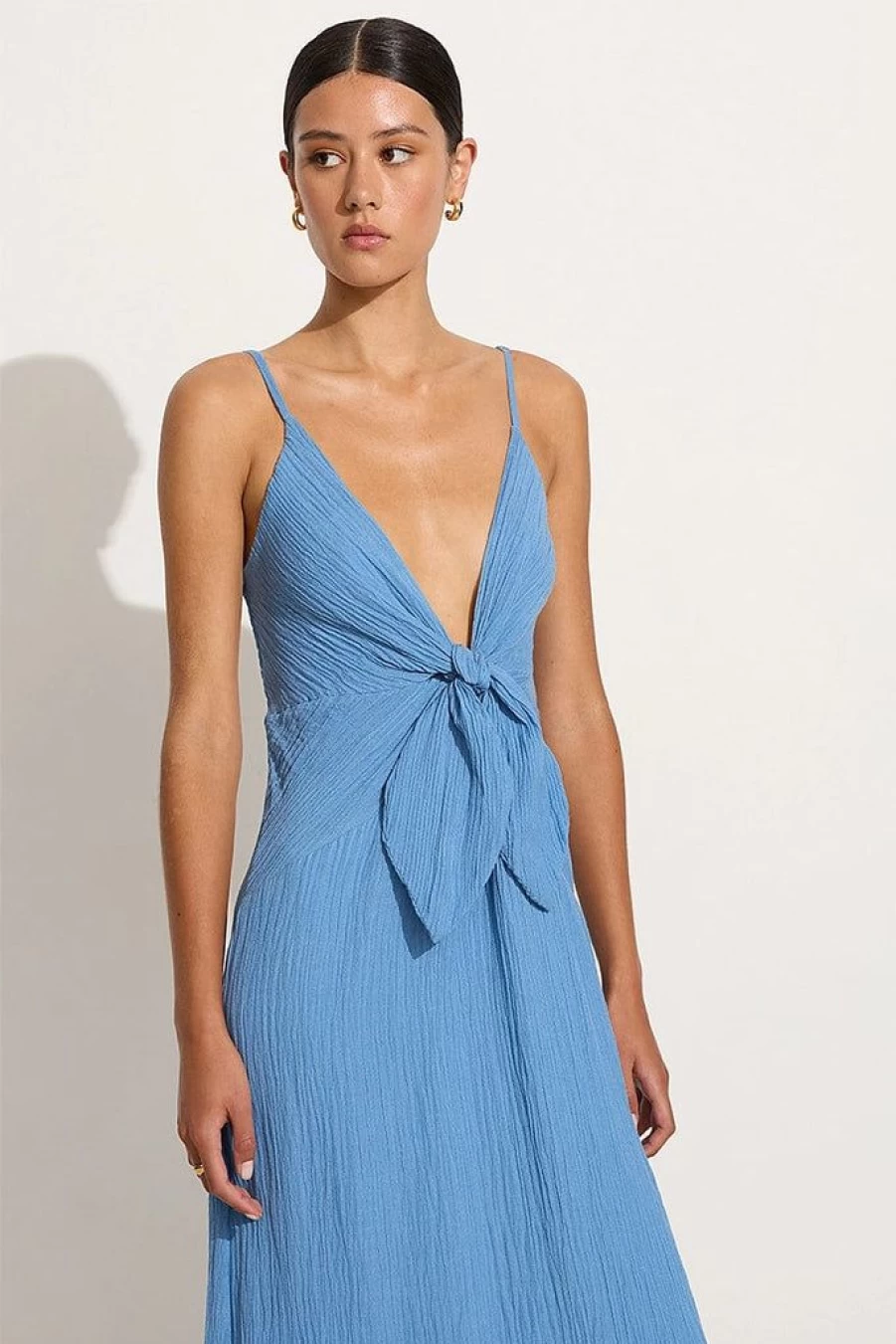 Faithfull The Brand Verona Midi Dress in Chambray Blue - Women's Boho Summer Dress Final Sale