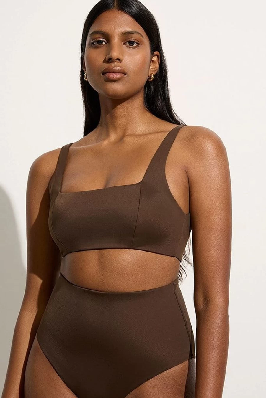 Faithfull The Brand Zizi Bikini Top in Coffee - Women's Swimwear