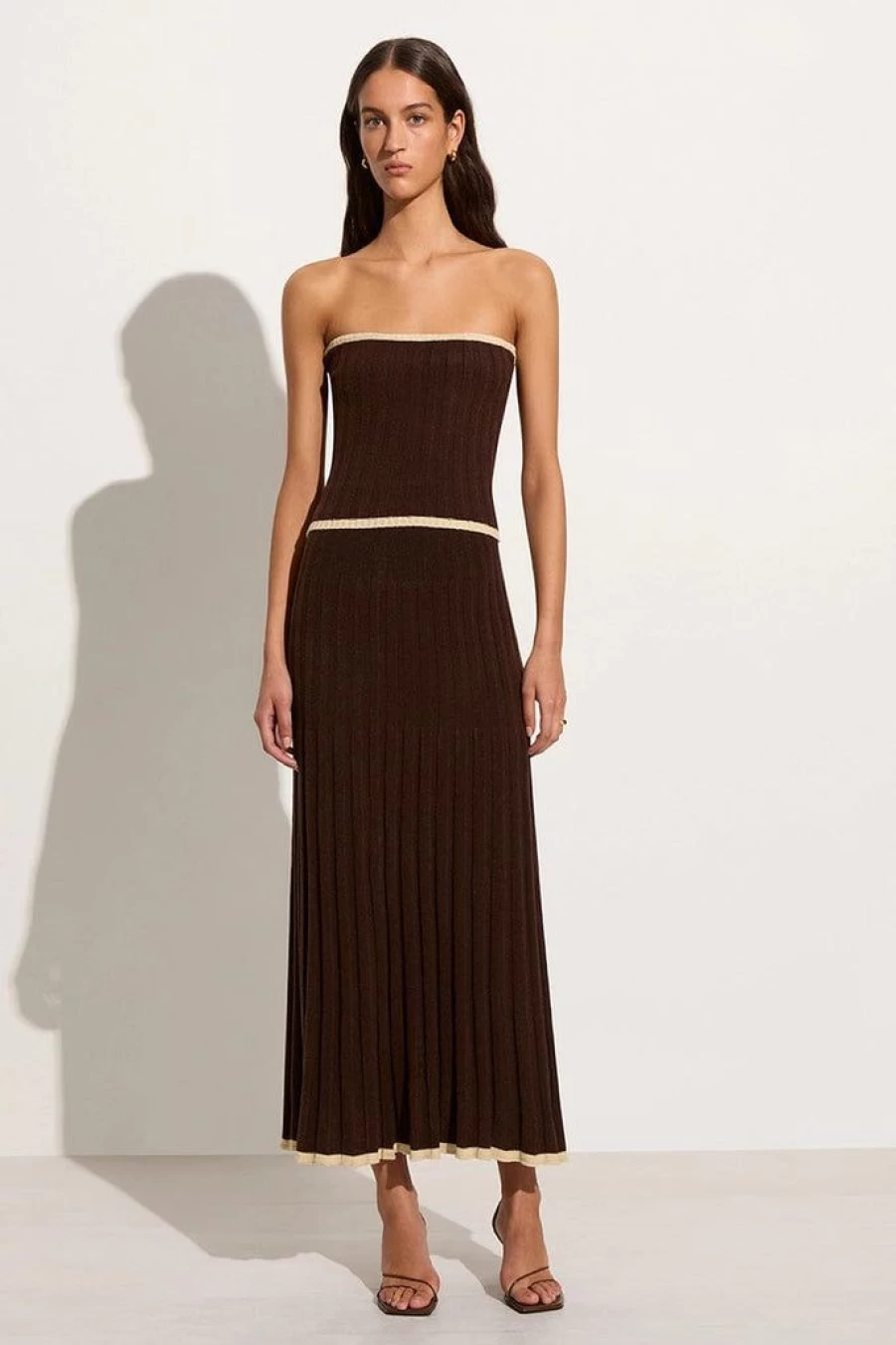 Faithfull The Brand Mona Knit Skirt in Coffee Brown - Women's Boho Chic Midi Skirt