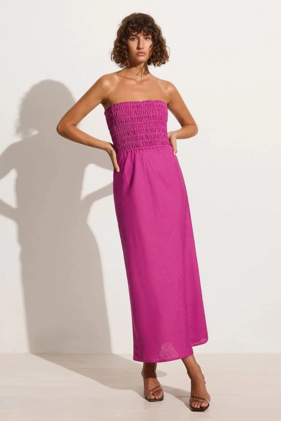 Faithfull The Brand Do Dora Midi Dress in Magenta - Women's Floral Summer Dress