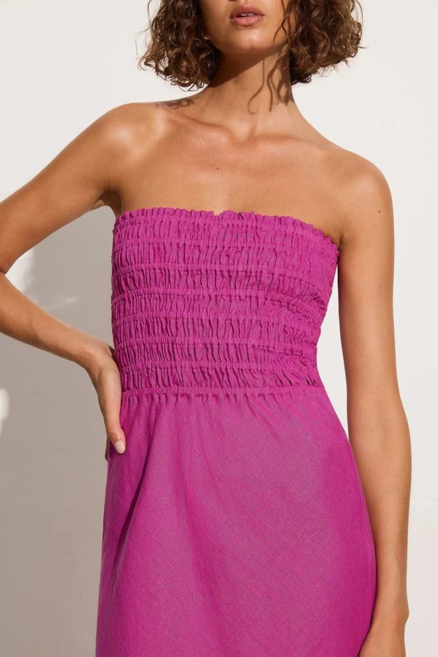 Faithfull The Brand Do Dora Midi Dress in Magenta - Women's Floral Summer Dress