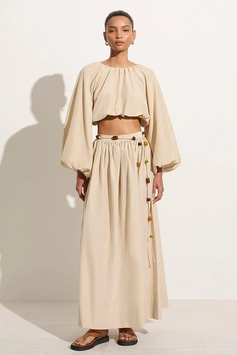 Faithfull The Brand Lido Skirt in Cream - Elegant Women's Midi Skirt
