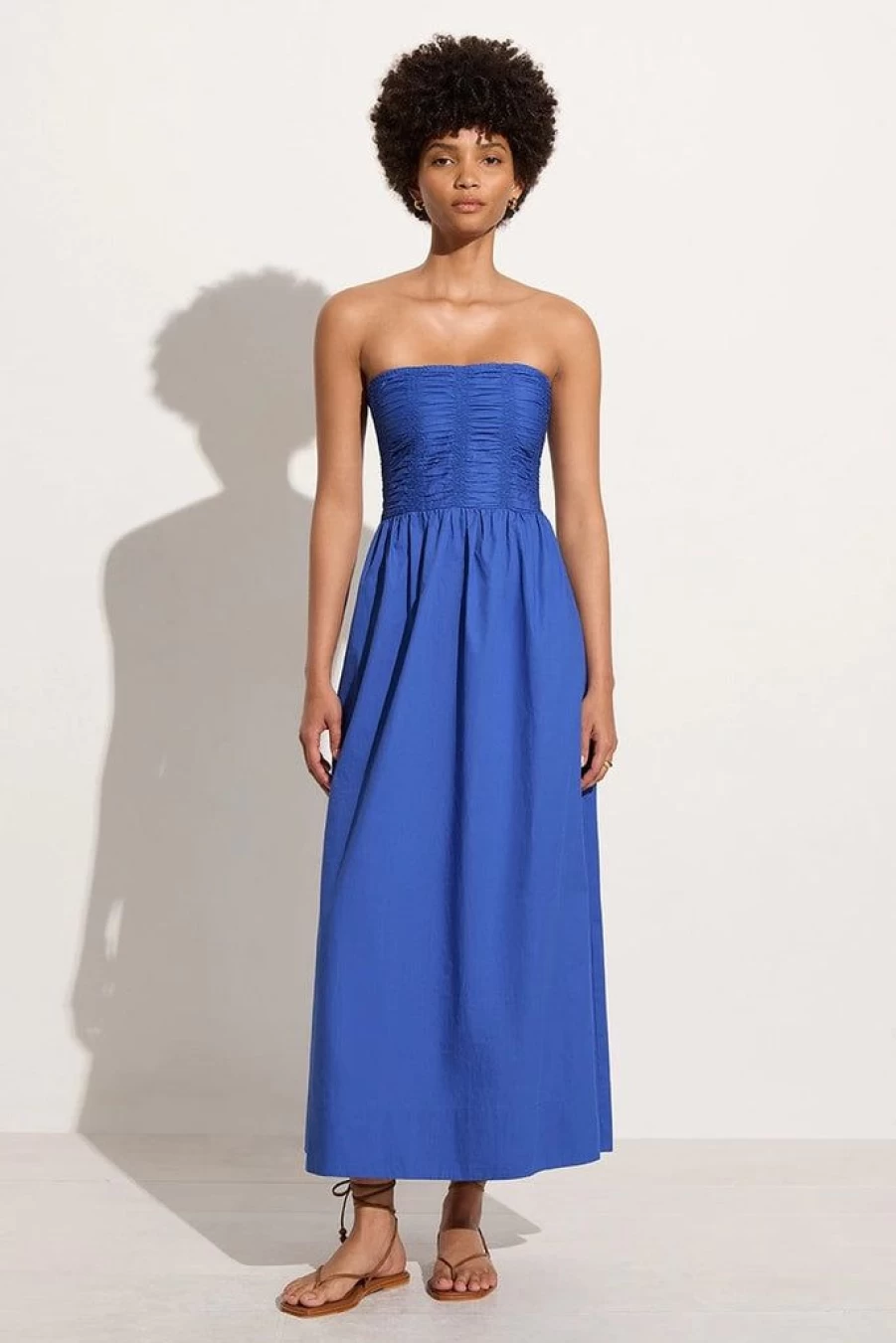 Faithfull The Brand Dominquez Glacial Blue Midi Dress - Women's Summer Floral Boho Chic Dress