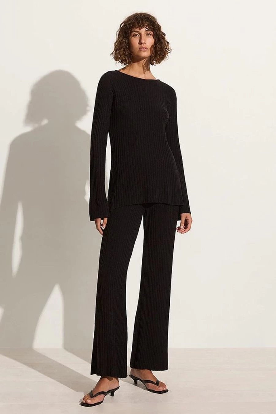 Faithfull The Brand Santi Pant - Women's Black High-Waisted Wide Leg Trousers