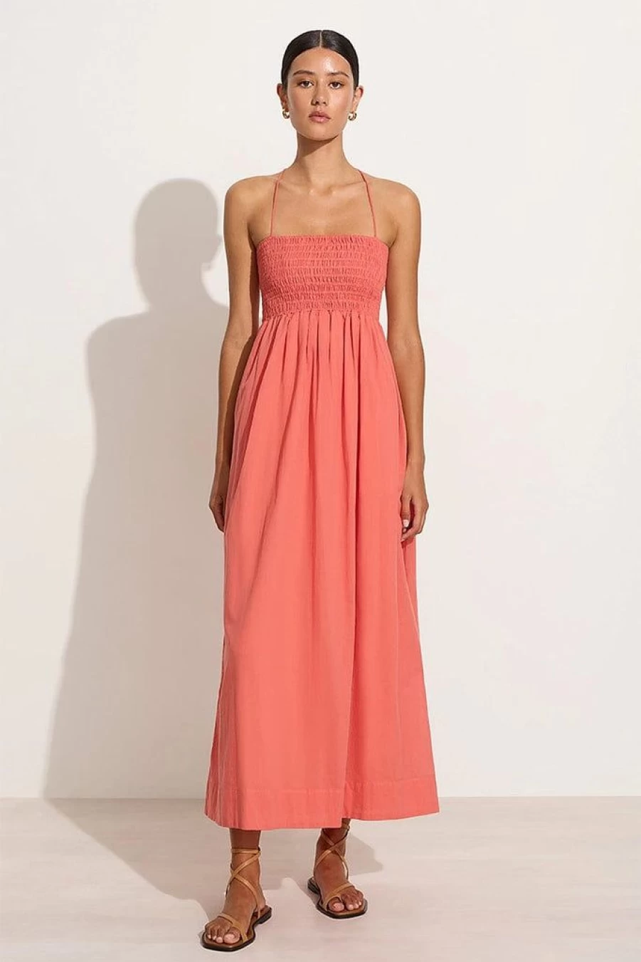 Faithfull The Brand Midi Dress in Melon - Final Sale & Exclusive Offer
