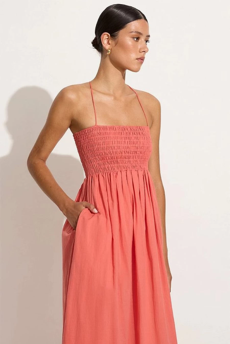 Faithfull The Brand Midi Dress in Melon - Final Sale & Exclusive Offer