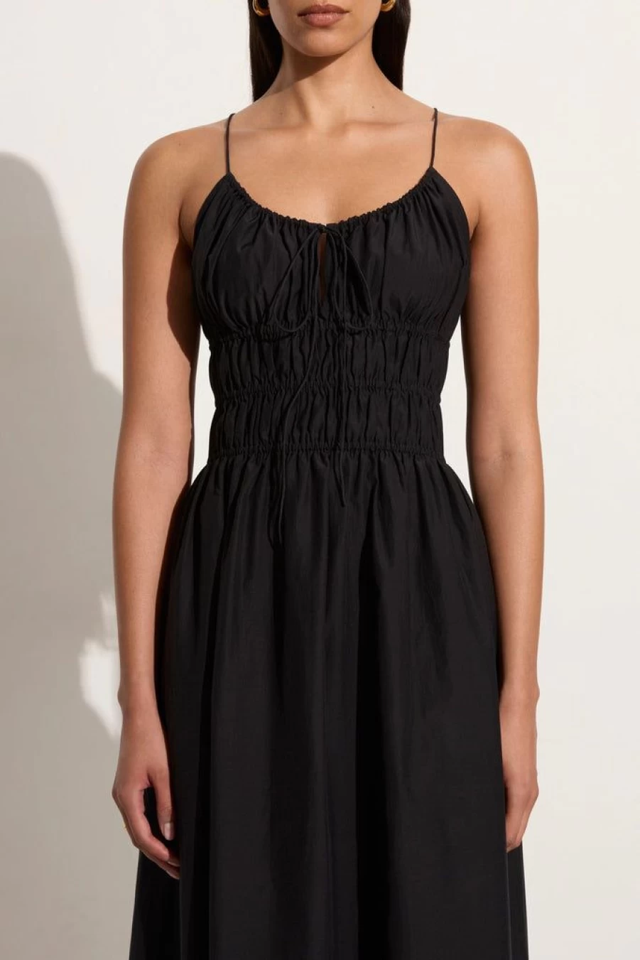 Faithfull The Brand Carinna Black Midi Dress Women's Elegant Casual Summer Outfit