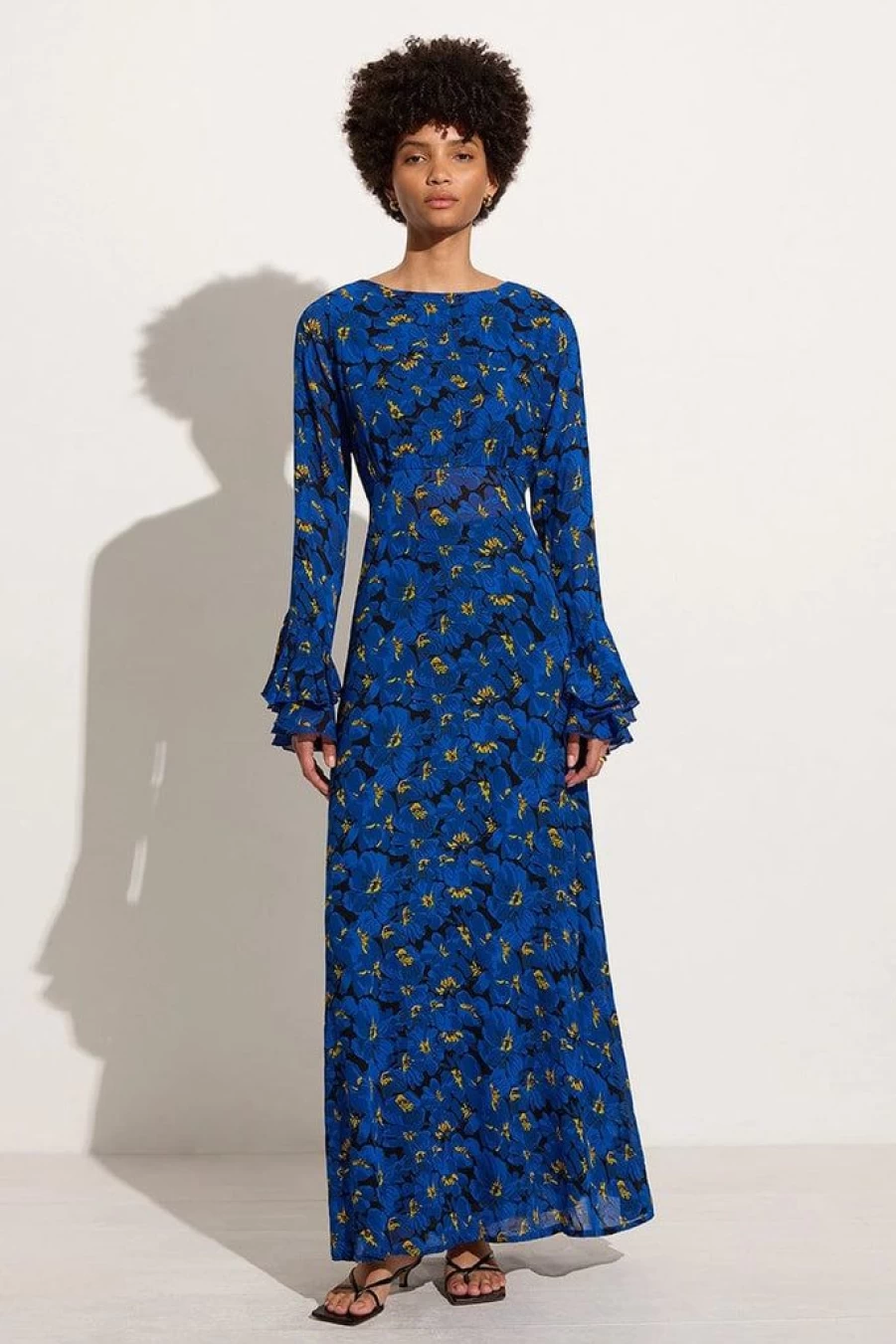 Faithfull The Brand La Joya Maxi Dress in Floral Blue Print - El Limon Summer Beach Dress