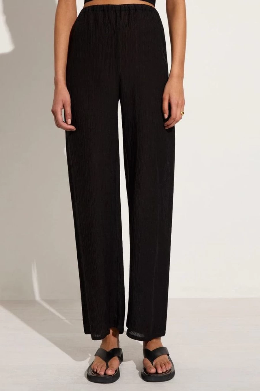 Faithfull The Brand Melia High-Waisted Black Pant - Women's Elegant Wide Leg Trousers