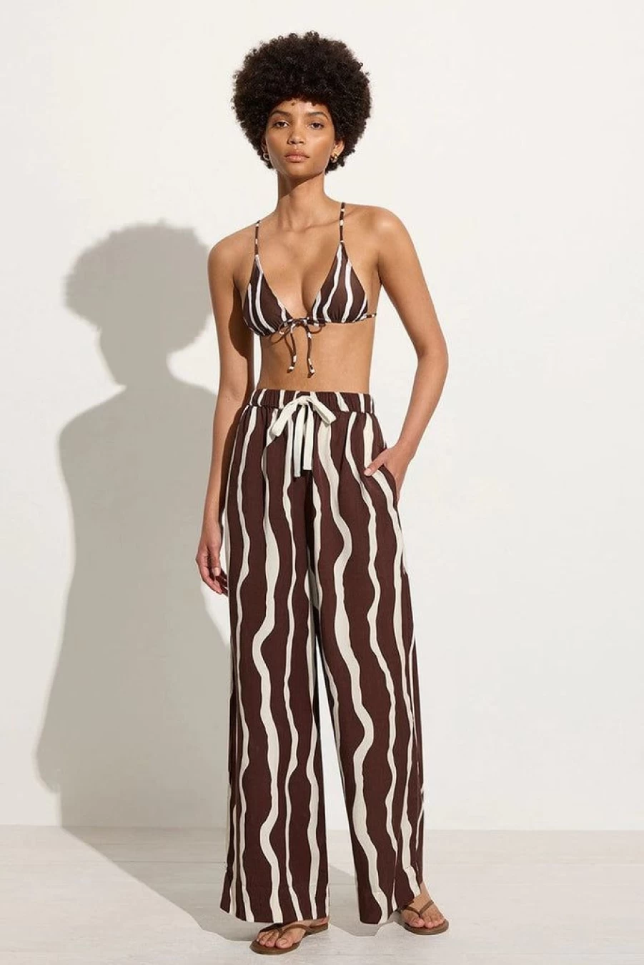 Faithfull The Brand Simena Pant La Tuza - Women's High-Waisted Linen Blend Wide-Leg Trousers