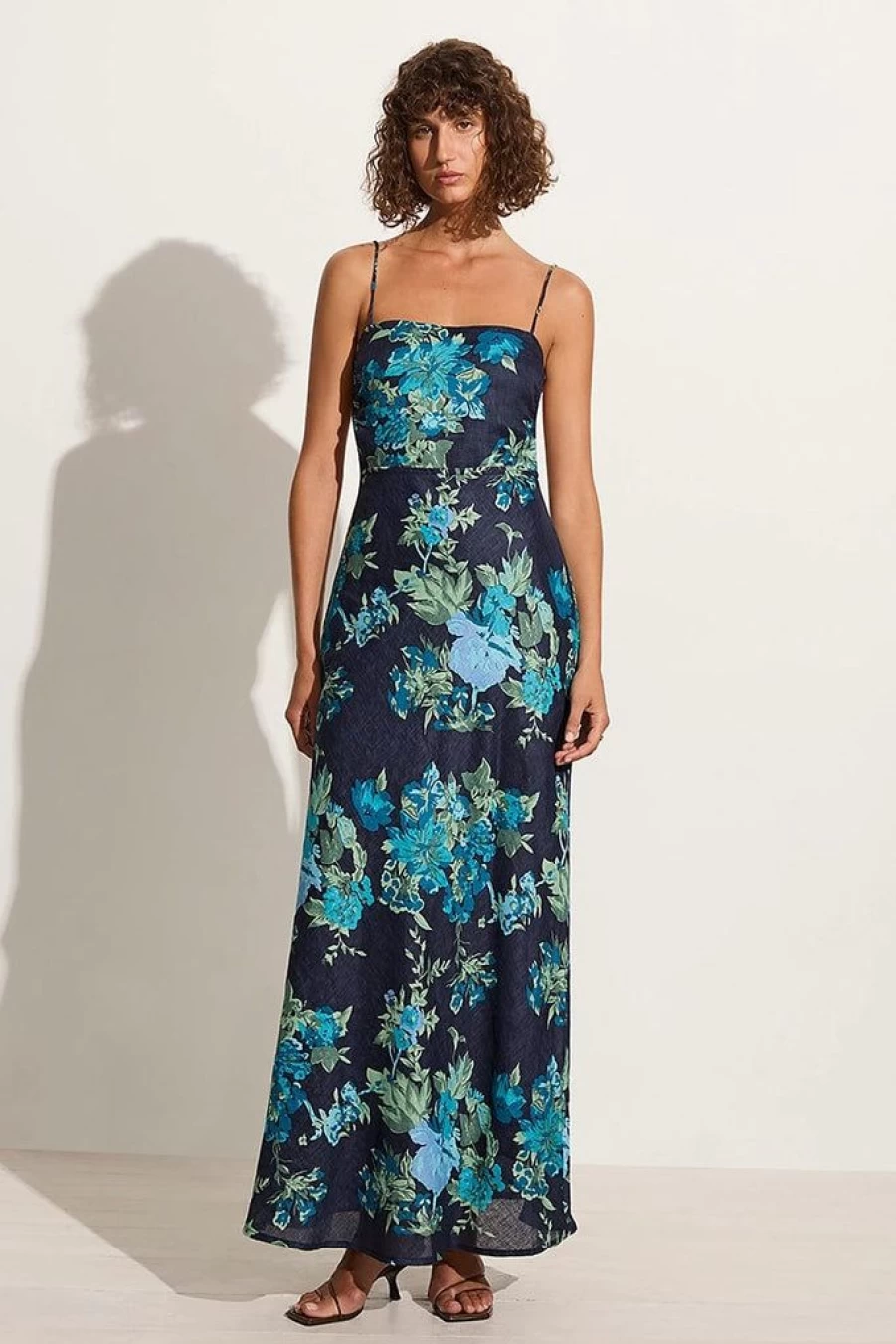 Faithfull The Brand Garcia Floral Print Maxi Dress in Navy Blue