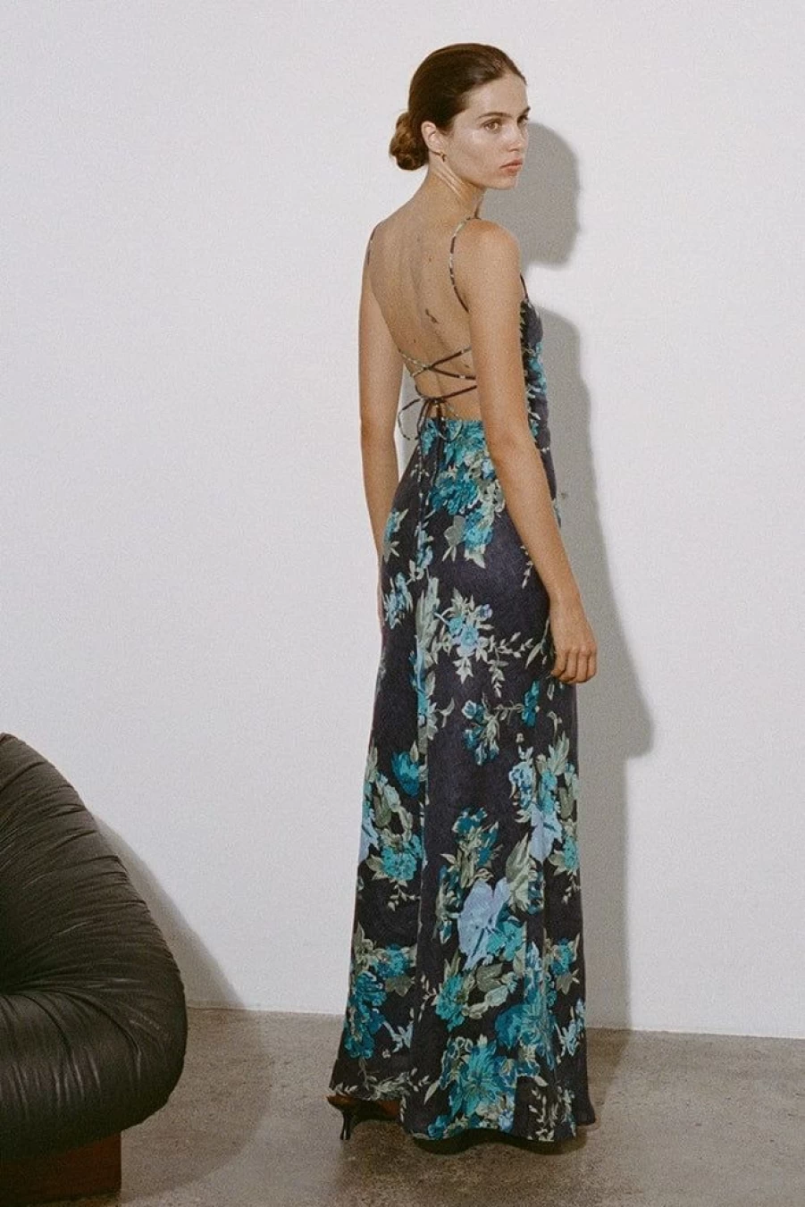Faithfull The Brand Garcia Floral Print Maxi Dress in Navy Blue