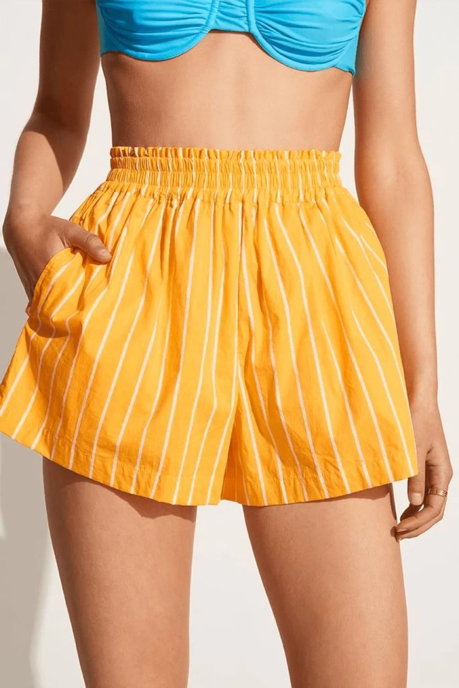 Faithfull The Brand Elva Adia Stripe Print Citrus Shorts - Final Sale