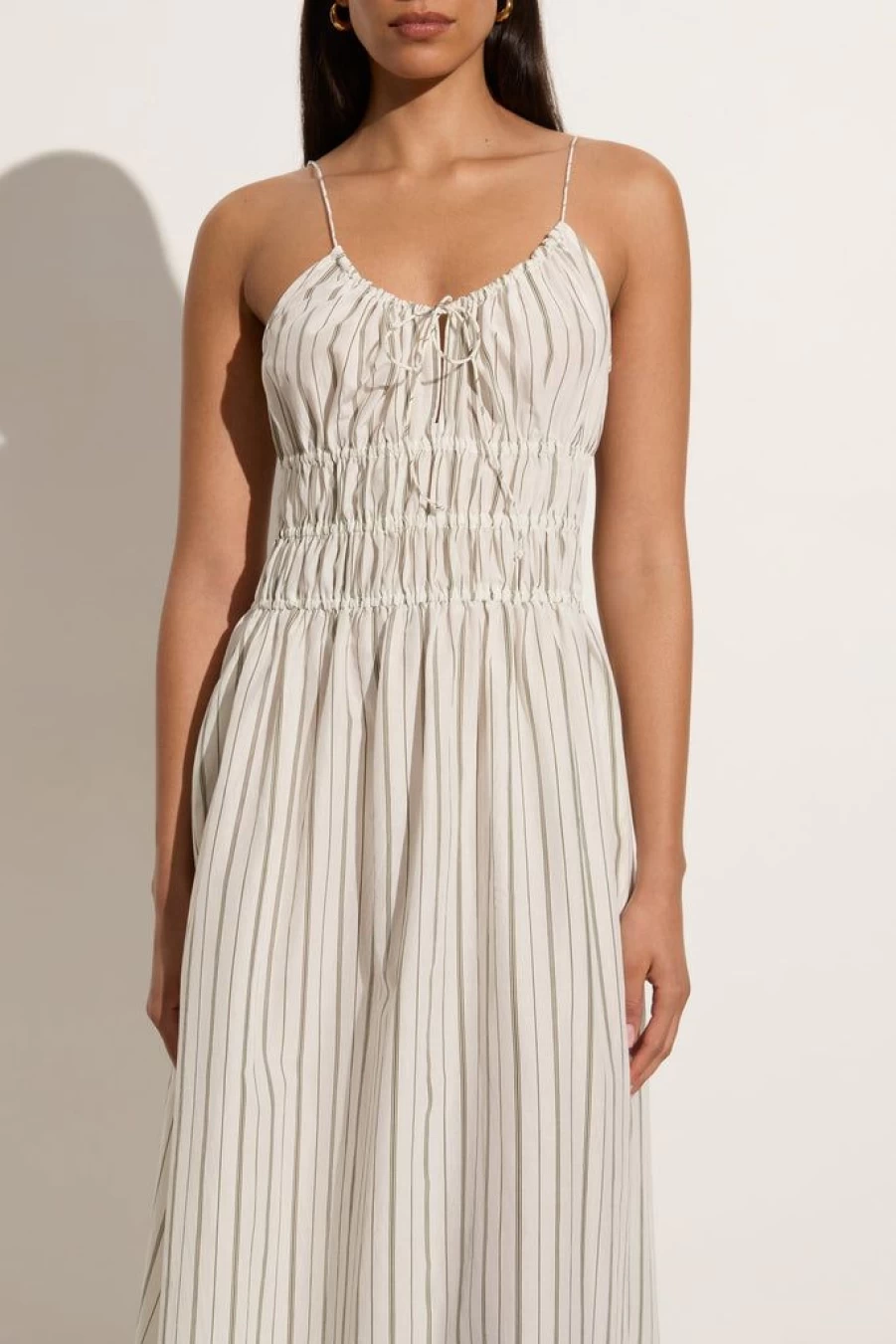 Faithfull The Brand Carinna Stripe Midi Dress - Trieste Blue & White Striped Summer Dress