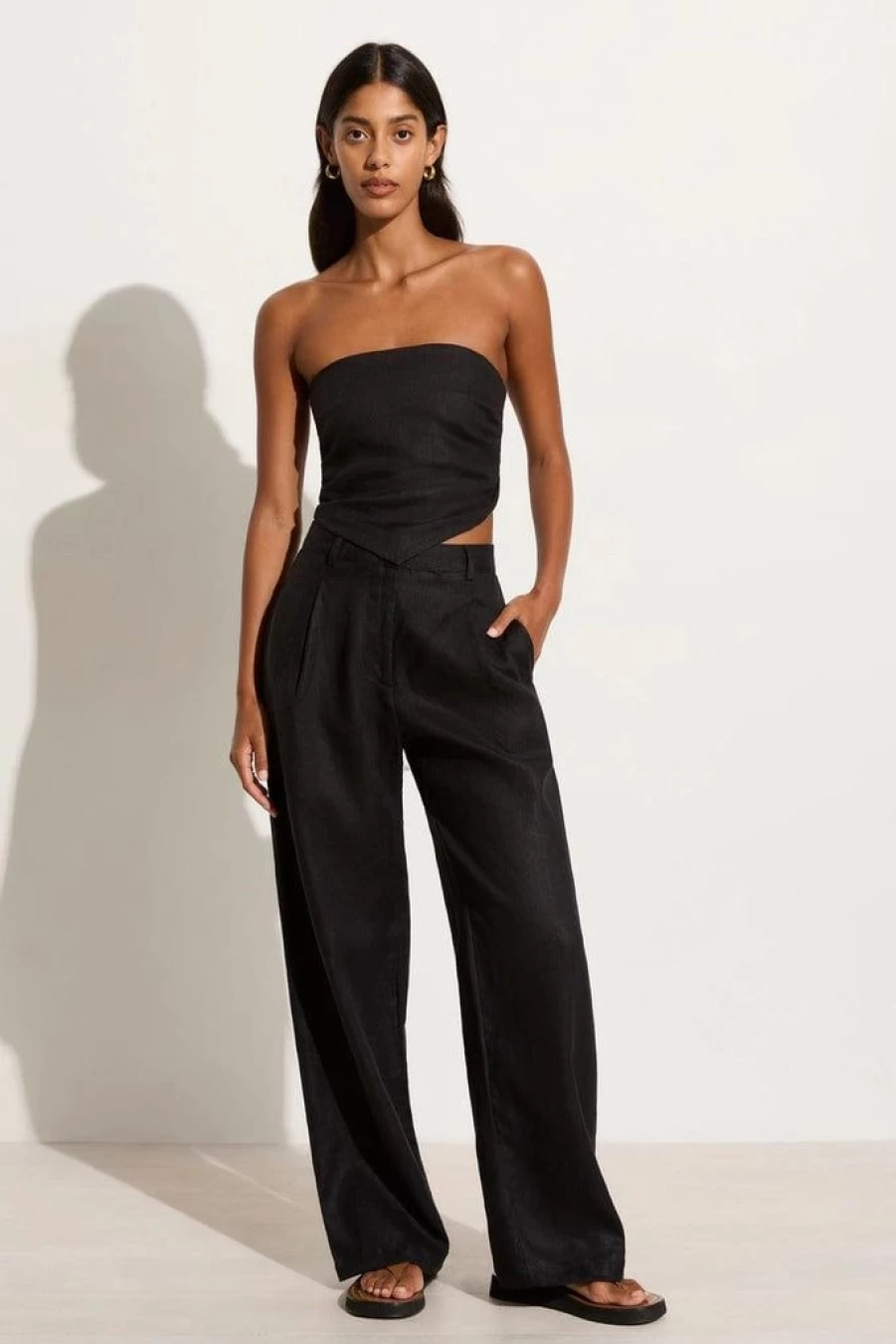 Faithfull The Brand El Toro Black Pants - Women's High-Waisted Wide Leg Trousers Final Sale