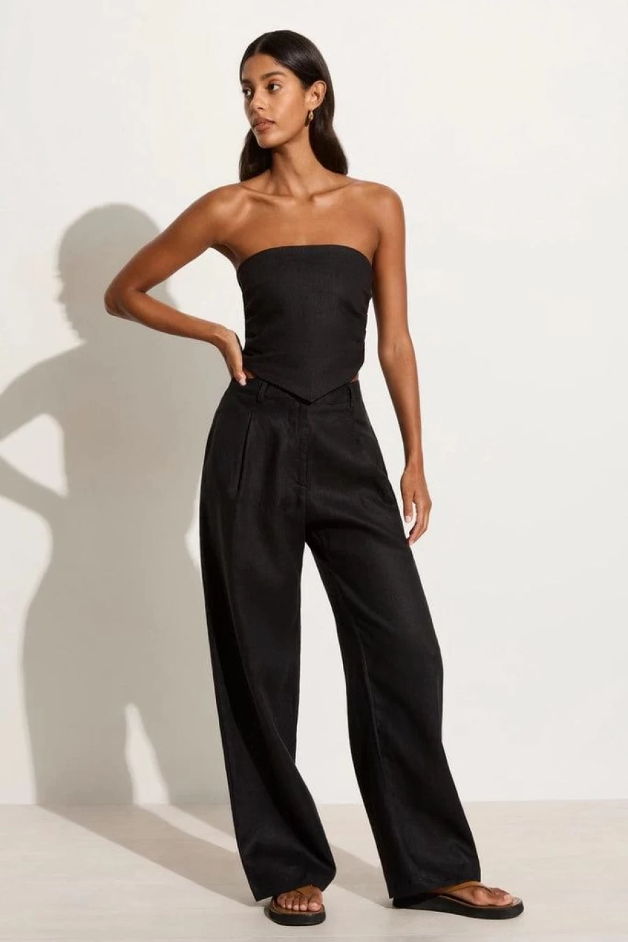 Faithfull The Brand El Toro Black Pants - Women's High-Waisted Wide Leg Trousers Final Sale