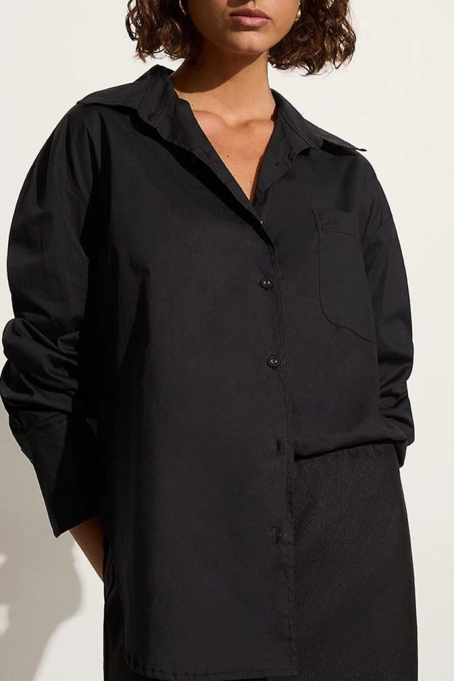 Faithfull The Brand Mirabella Black Shirt for Women - Elegant Casual Top