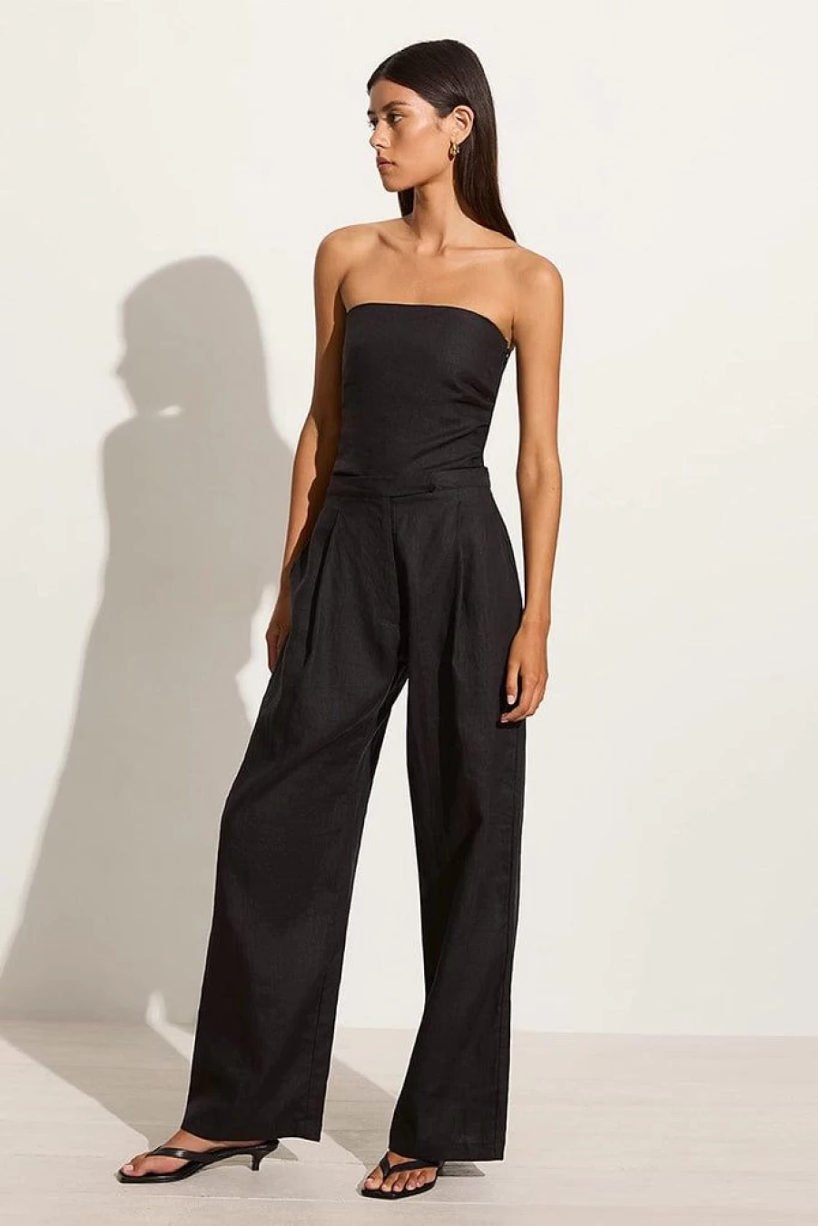 Faithfull The Brand Cedros High-Waisted Black Pant for Women - Classic Tailored Trousers