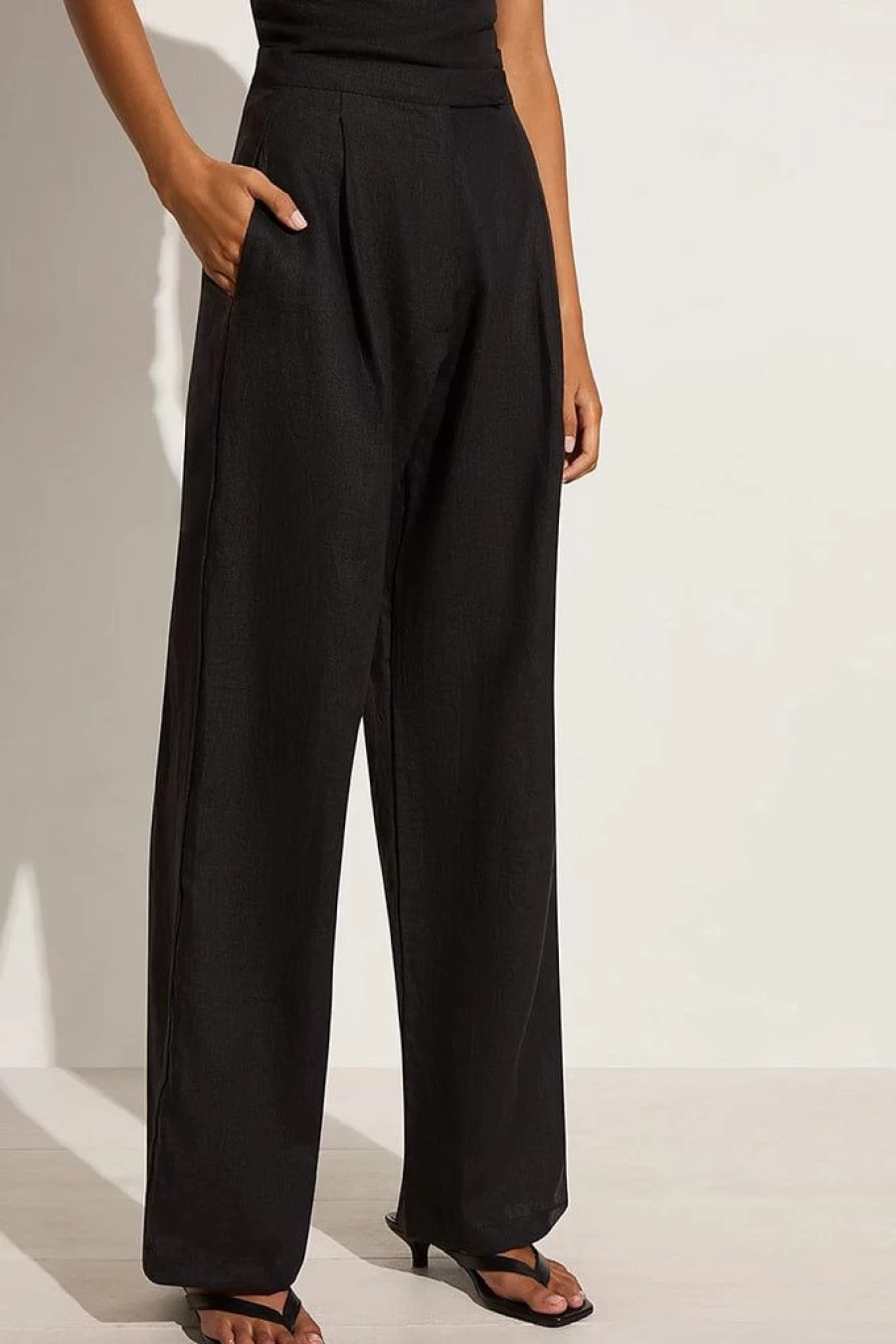 Faithfull The Brand Cedros High-Waisted Black Pant for Women - Classic Tailored Trousers
